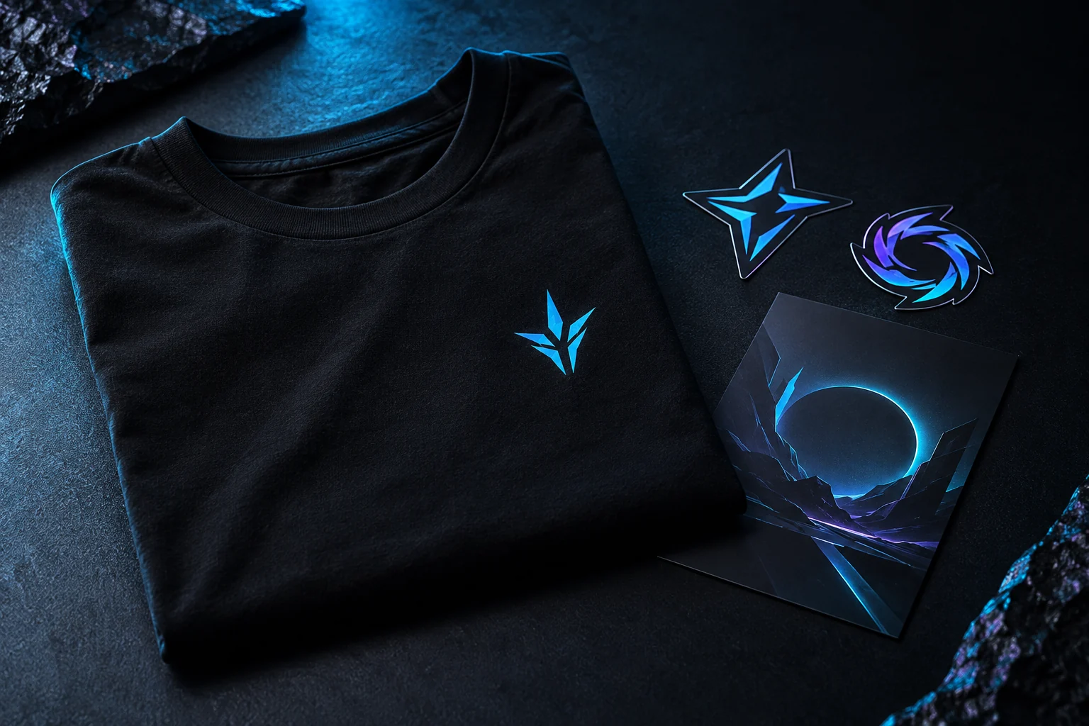 Concept image of a Champion shirt and stickers